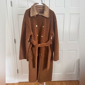 SHEIN Brown Double Breasted Teddy Coat Size Medium